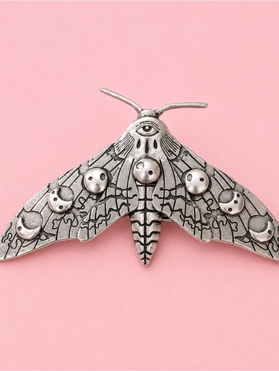 Celestial Silver Moth Lunar Hair Clip main image 6
